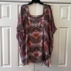 Diane Von Furstenberg Asymmetrical Dress in Pink and Gray